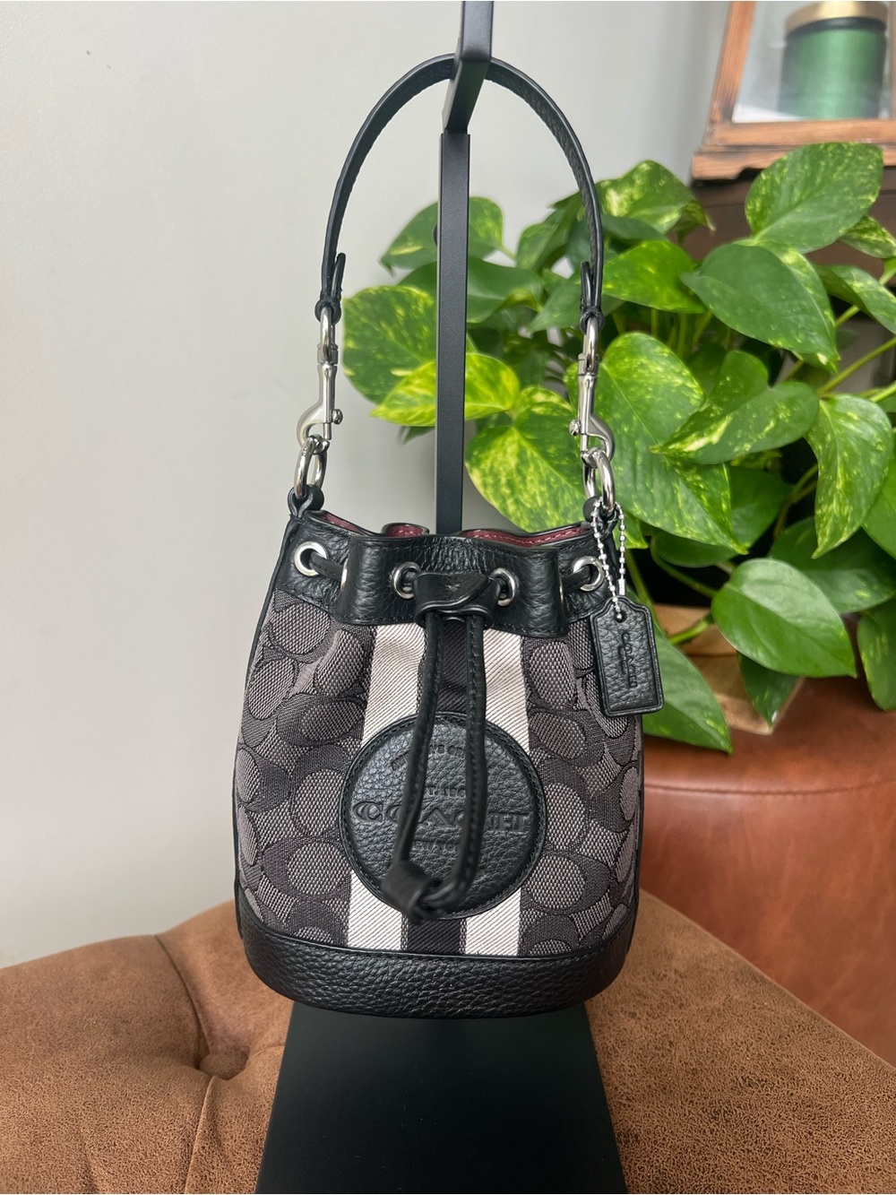 Coach C8322 Mini Dempsey Bucket Bag In Signature Jacquard with Stripe and Coach